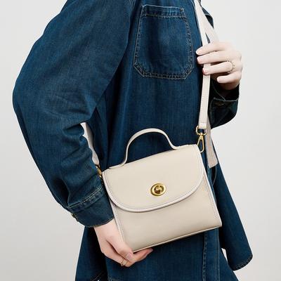 Leather Small Square Bag, New High-end Women's Bag, Shoulder Messenger Bag, Casual.