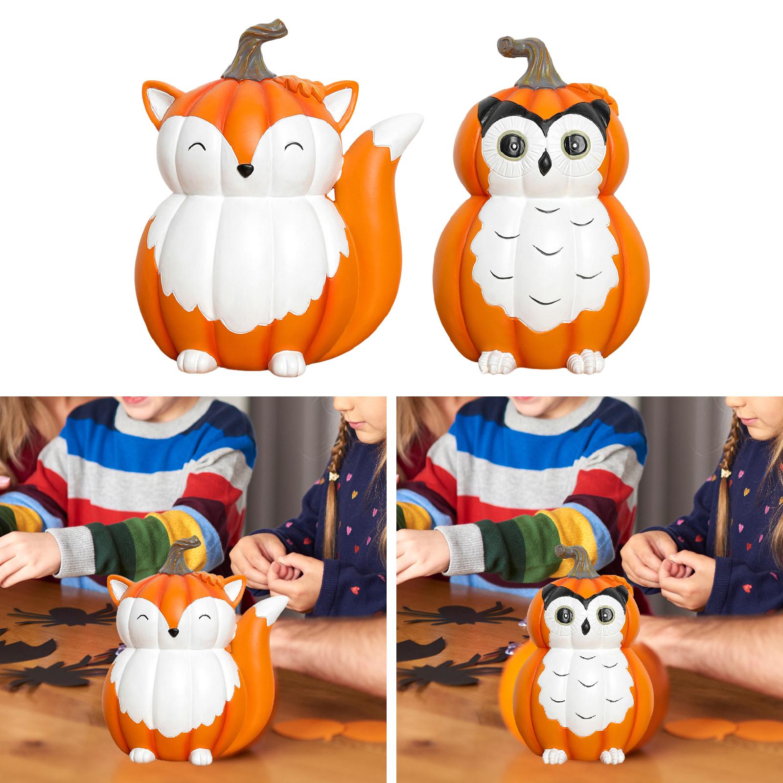 Animal Pumpkin Figurine Collection Ornament for Cabinet Indoor Fireplace Fox