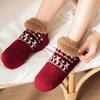 1 Pair Winter Floor Socks Thickened Fuzzy Plush Jacquard Warmth Retention Anti-slip Sole Leg Warmer Fall Winter Floor Socks Holiday Gift