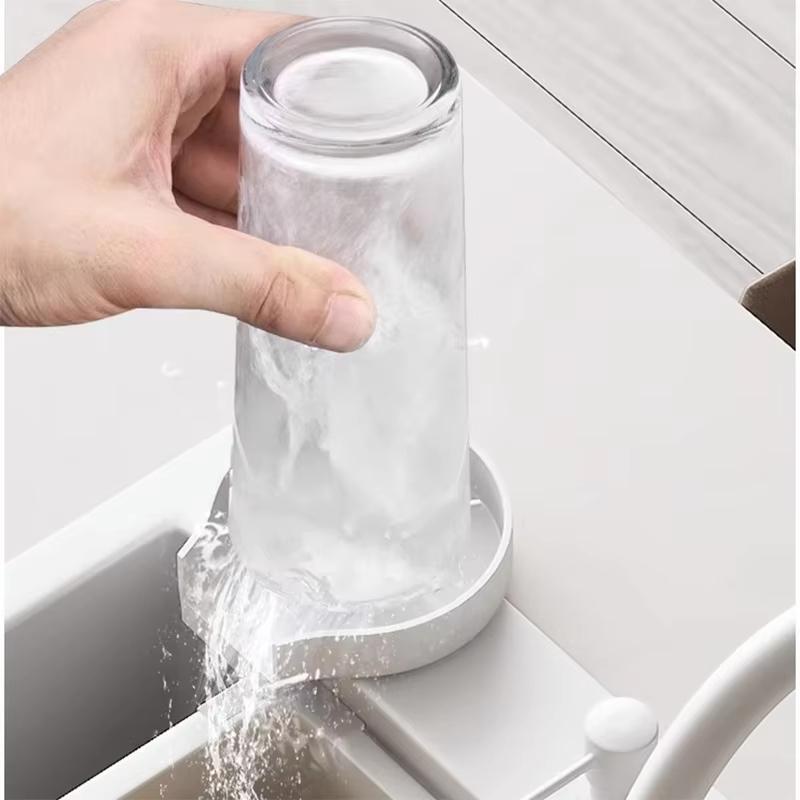 Kitchen Sink Nano Multifunction White Waterfall Faucet Large Single Bowl Wash Basin Cup Washer Pure Tap Soap Dispenser SUS304