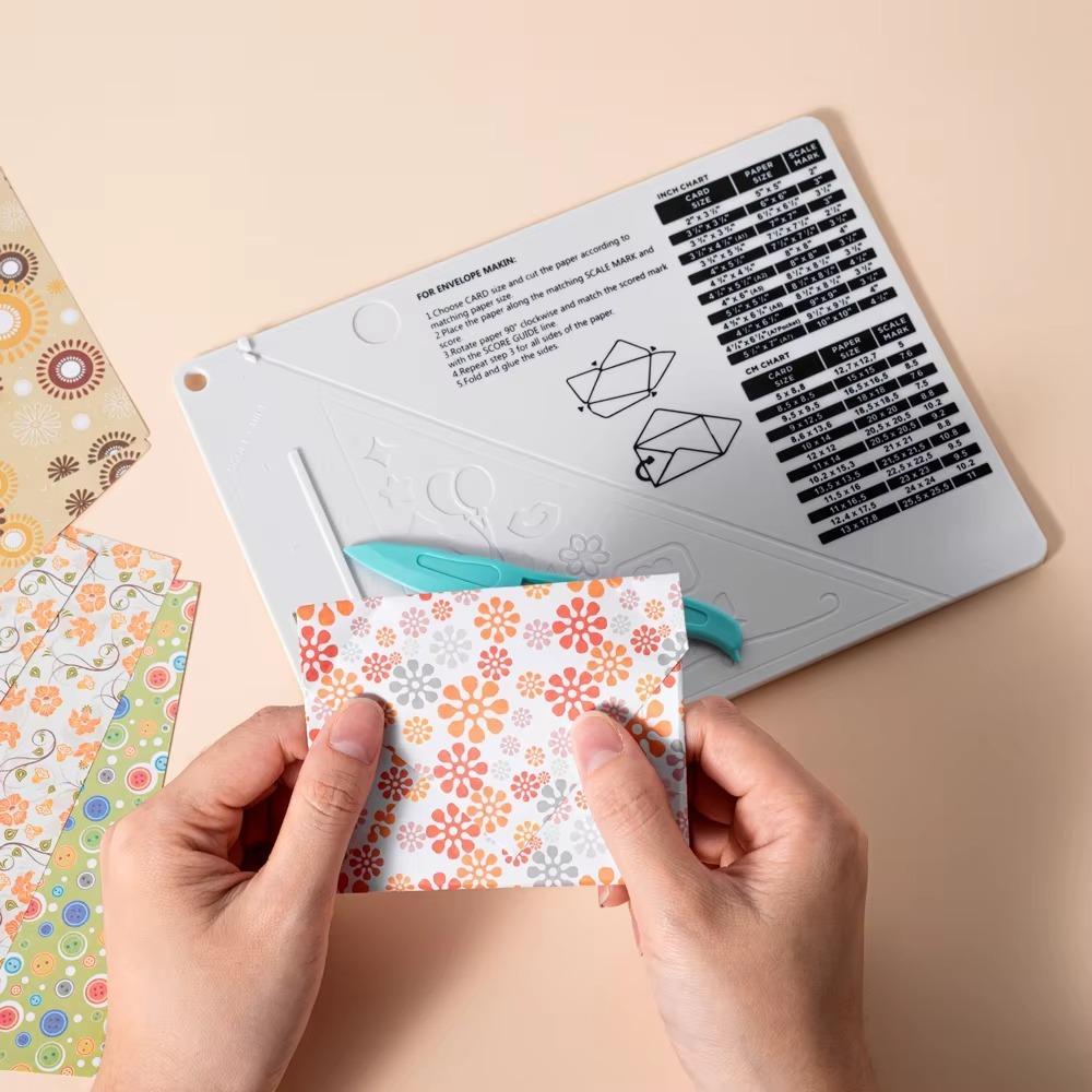 Plastic Paper Trimmer Scoring Board DIY Gift Box Letter Multi-purpose Mini Score Board with Measuring Grid