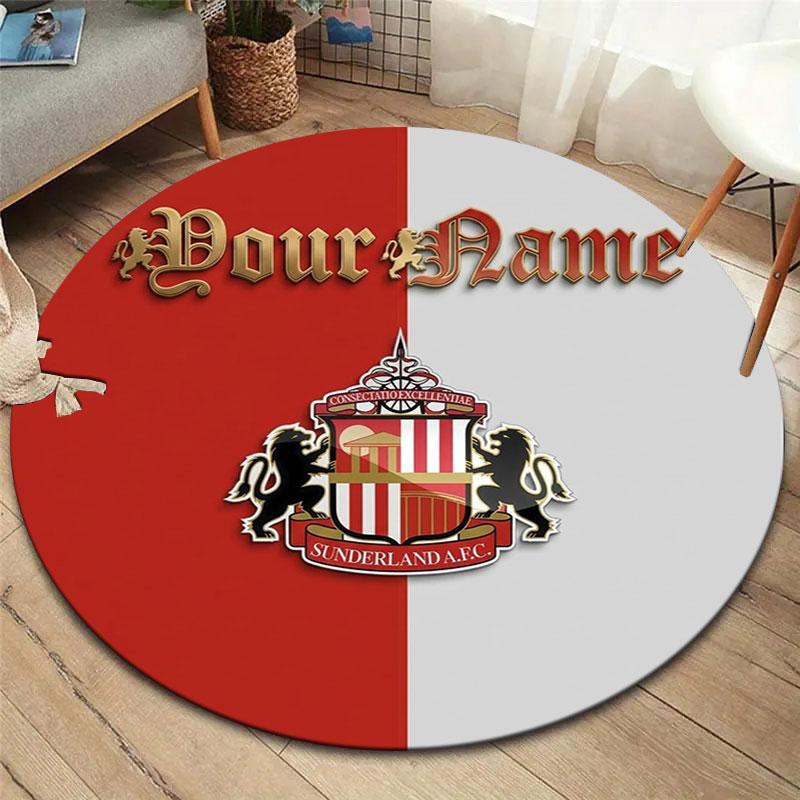 Sunderland A.F Custom Name Round Area Rug,Carpet Rug for Living Room Bedroom Sofa Playroom Decor,Non-slip Floor Mat