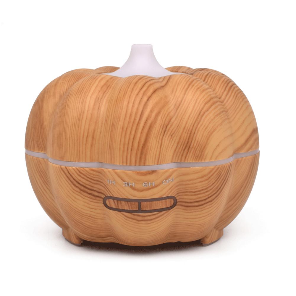 300ML Pumpkin Shape Wood Grain Diffuser Humidifier Aromatherapy Machine Light wood patternU.S. standard