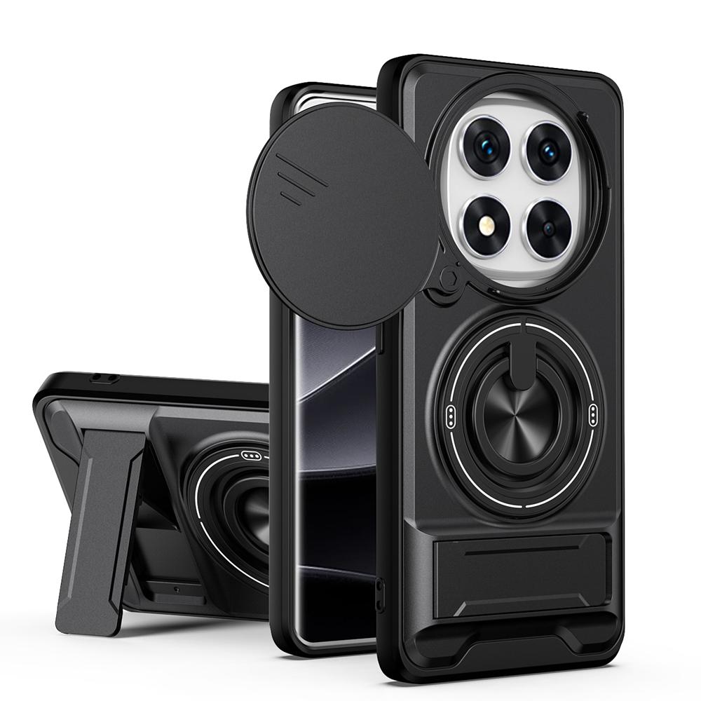 KEYSION Magnetic Phone Case for Redmi Note 14 Pro 4G 5G 14 Pro+5G Slide Camera Protection Upright Kickstand Ring Shockproof Cover for POCO X7