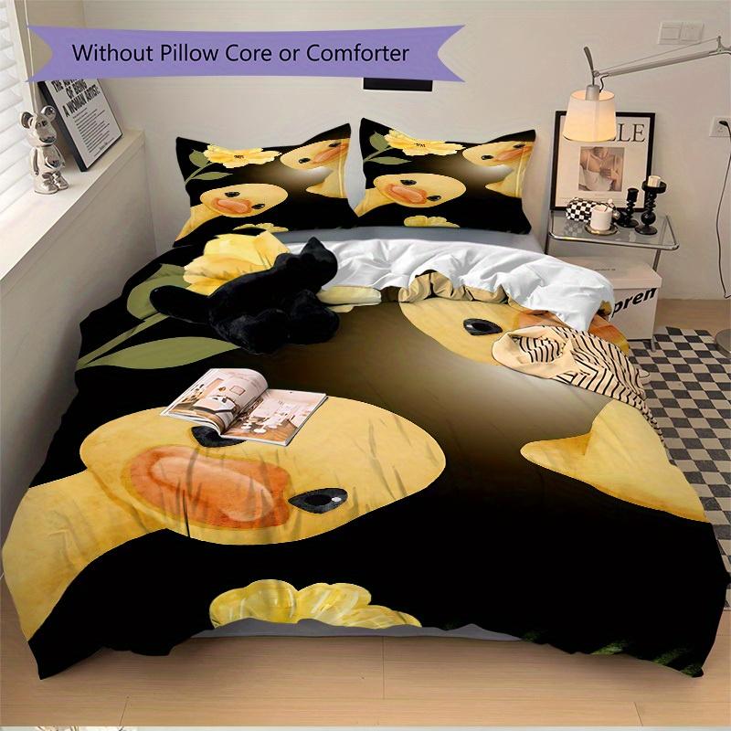 3pcs Duck Toy Bedding Set, Ideal for Home Use, Suitable for Bedroom Decor (1*Duvet Cover + 1/2*Pillowcases, No Core) yy250821237