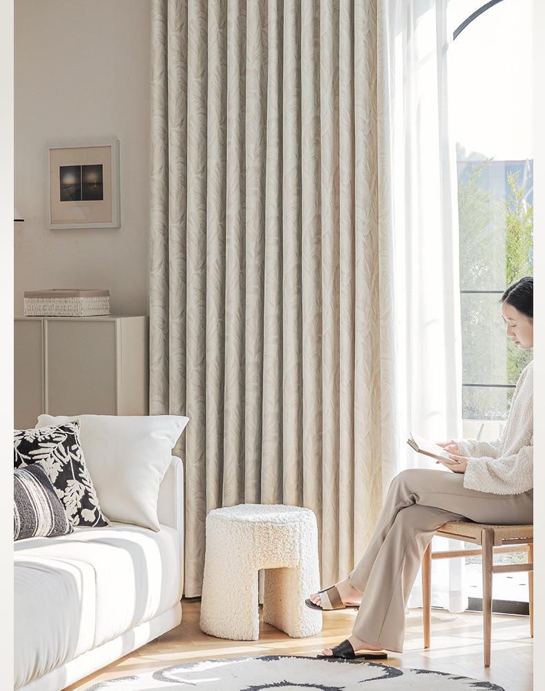 High-End Blackout Feather Jacquard Chenille Curtains for Bedroom, Balcony & Living Room