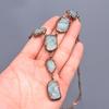 Aquamarine Rough Gemstone Copper Boho Electroformed Birthday Gift Chain Necklace V-23