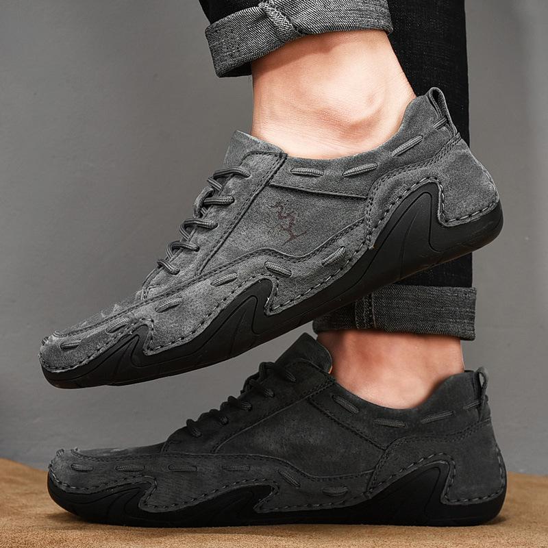 Large Size Casual Men's Shoes, Pigskin Octopus Beans Shoes Retro Driving Beans Shoes Trendy