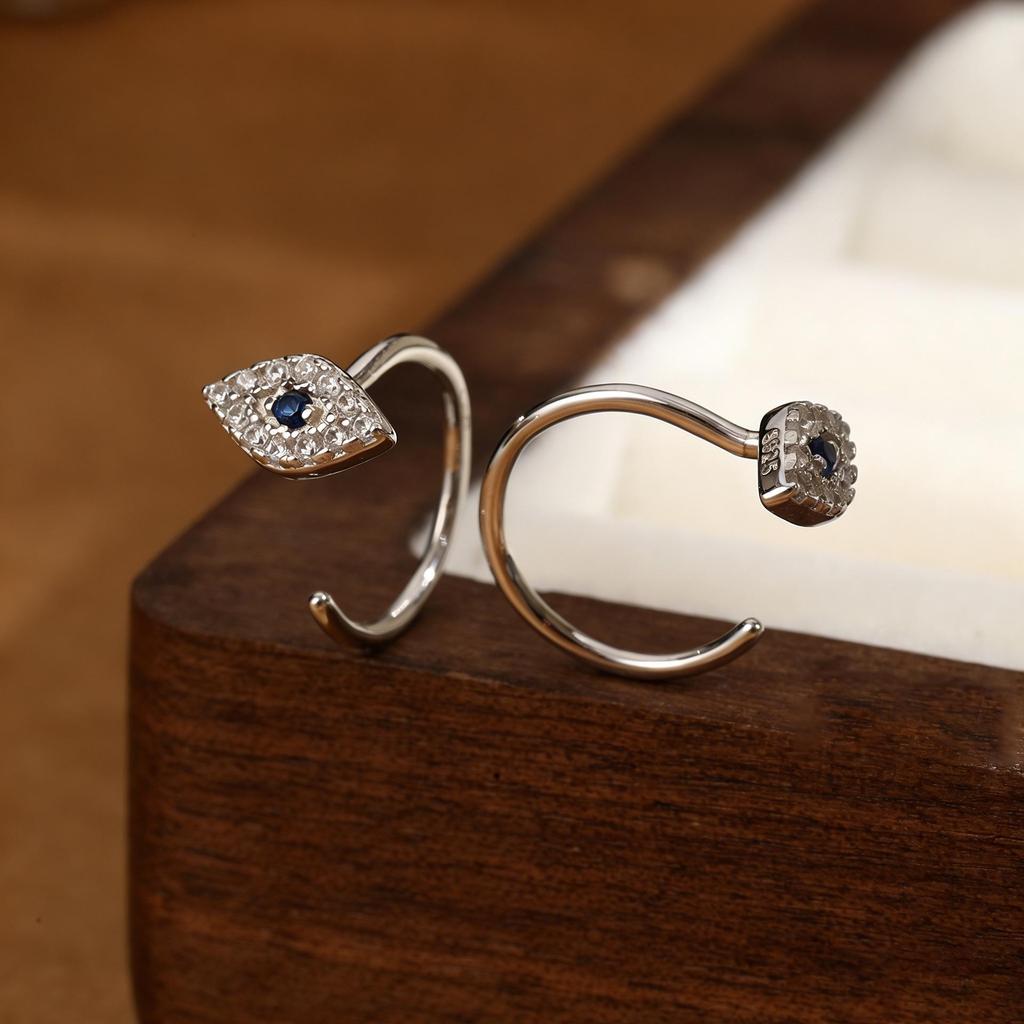 S925 Sterlingsilber Zirkon Dämonenauge Ohr Manschette Ohrringe - Leichter Luxus Europäisches & Amerikanisches Design für Damen