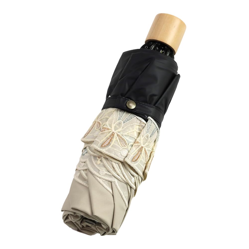 Folding parasol for light UV for both sunny and rainy cutwork floral and bird embroidery [Chinoiserie Modern] women, first-class blocking, protection,