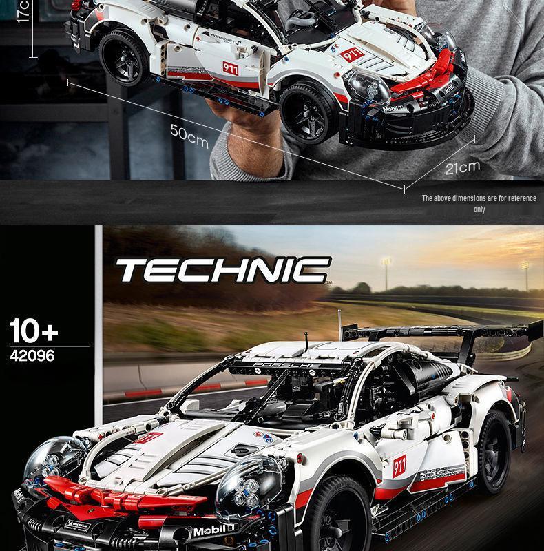 Model samochodu sportowego Porsche 911RSR: Zdalne sterowanie i montaż DIY kompatybilny z Lego