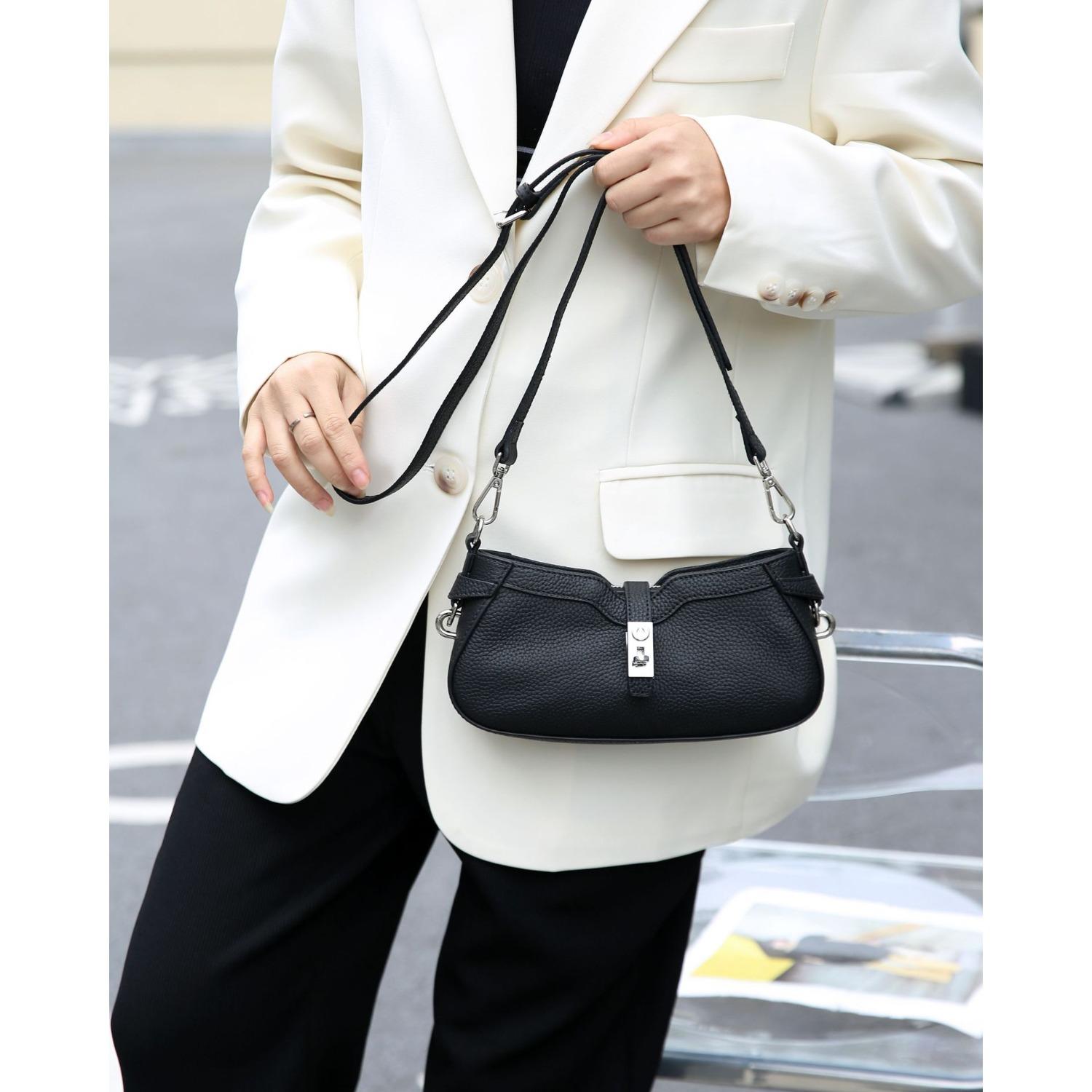 

Универсальная женская сумка из коровьей кожи, сумка-мессенджер, простая и модная женская сумка на молнии, маленькая ракушка чёрный