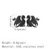 Punk Black Western Dragon Ear Stud Trend Men Stainless Steel Earrings for Women Personalize Rock Hip Hop Streetwear Jewelry Set