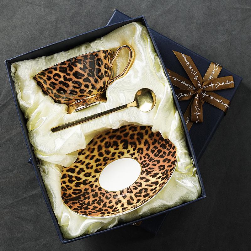 Luksusa Eiropas leoparda apdrukas kaula porcelāna