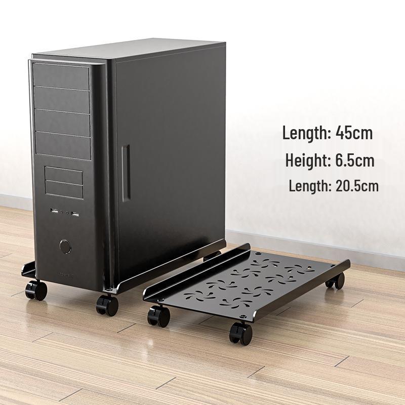 Movable Computer Host Desktop Case with Wheels and Retractable Thickened Base