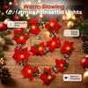 Farmhouse Style Festive Door Decor Christmas Poinsettia Garland with Light 78/118 Inch Lighted Artificial Flower Velvet Wreath String Light