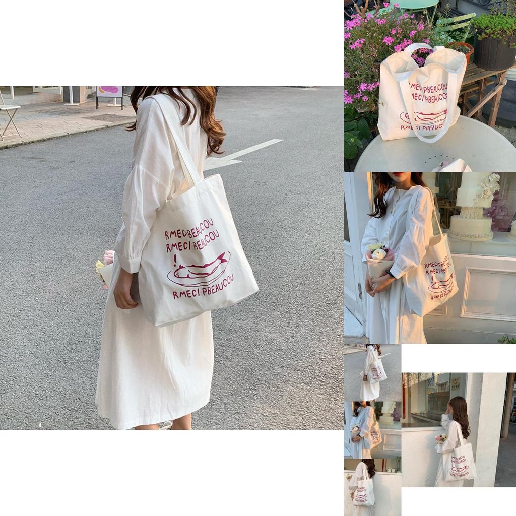 Stylish Korean Canvas Tote Bag Casual Shoulder Bag For Female Students