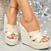 Fashion Sexy 14cm High Heel Woven Platform Sandals Women Party Shoes Model Drag Shoes Waterproof Sole