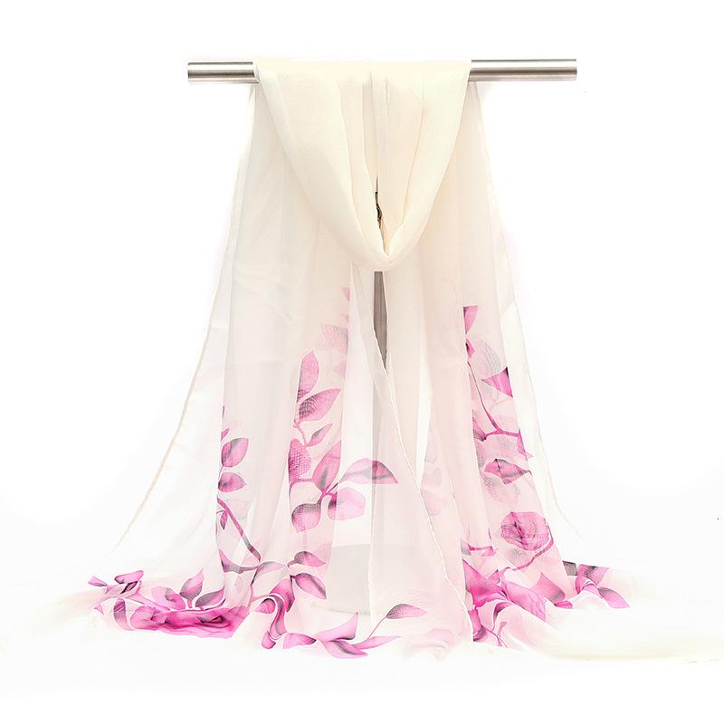2026 Silk Chiffon Women's Scarf: Korean Style, Versatile, Long, and Thin for Spring, Autumn, Beach, or Winter Decoration