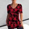 Fashion Floral Print 3D Printed Women's Casual V-neck Short Sleeved T-shirt