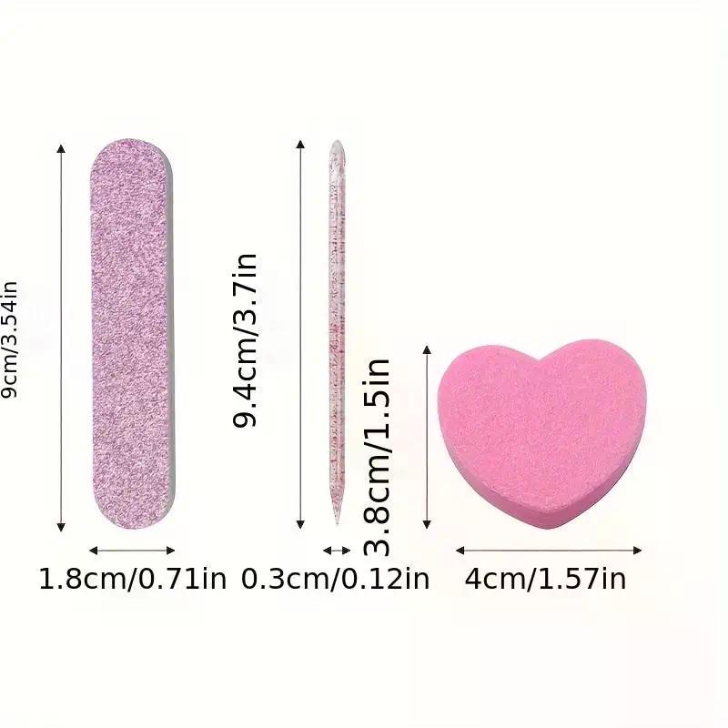 Set di 10 Set per Manicure Con Penna Dotter in Cristallo Blocco a Forma di Cuore e Lima in Legno Per Lucidatura e Modellatura delle Unghie Accessori per la Cura