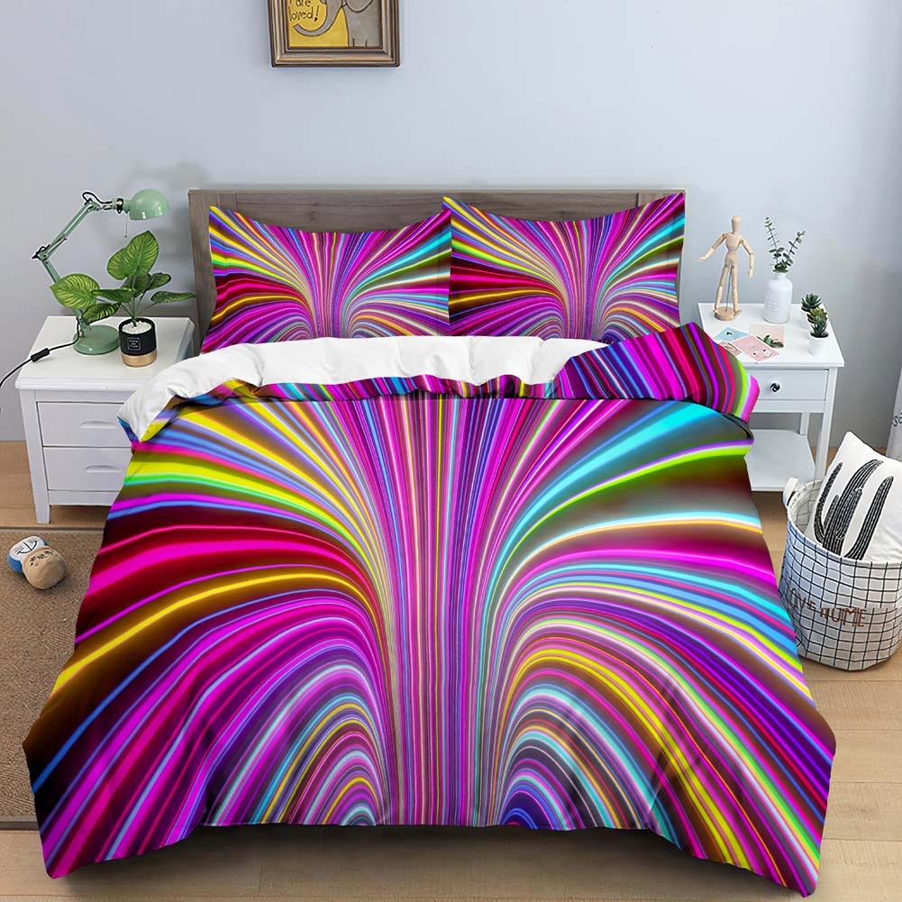 3D Duvet Cover Psychedelic Abstract Double Queen Bedding Set 2/3pcs Quilt Cover King Full Size Blue Polyester Comforter Cover