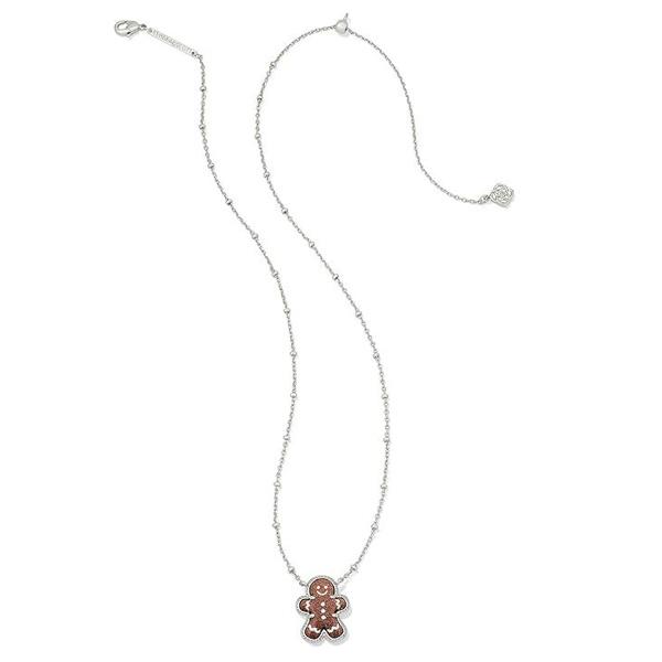 Cute Gingerbread Man Necklace for Women Fashion 14K Gold Plated Pendant Choker Christmas Holiday Gift Earring Jewelry Set Chic Small Design