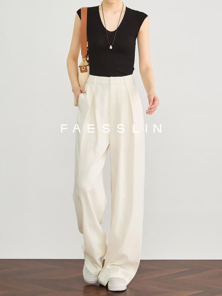 Women s Summer White Tencel Linen Wide-Leg Pants - Relaxed Casual Style S