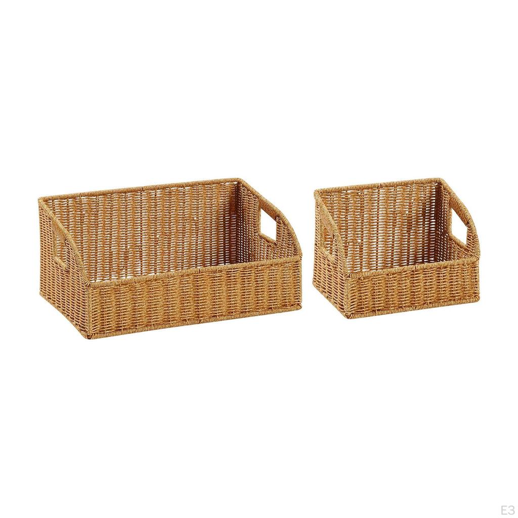 Imitation Rattan Basket Bathroom Vanity Tray Decorative PP Wicker for Organizing Office