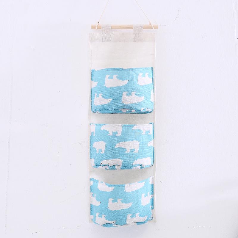 Three-Pocket Cotton Linen Over-the-Door Hanging Storage Bag