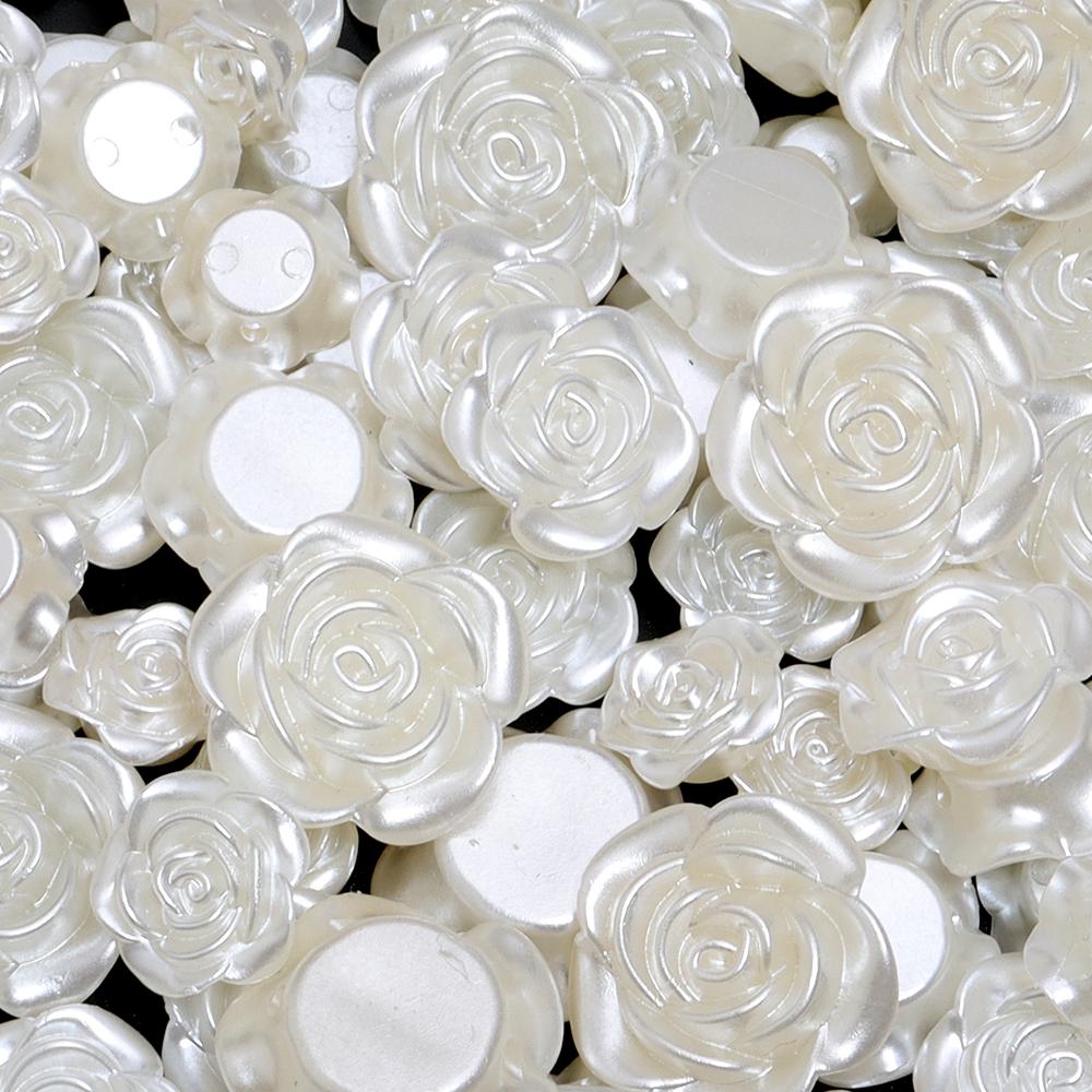 12 14 15 18mm ABS Imitation Pearl Rose Beads For DIY Charm Handmade Earrings Bracelets Jewelry Making Single Hole Spacer Beads