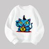 KPop Demon Hunter Lucky Blue Cat Sweatshirt Animal Print Casual Pullover Streetwear Unisex