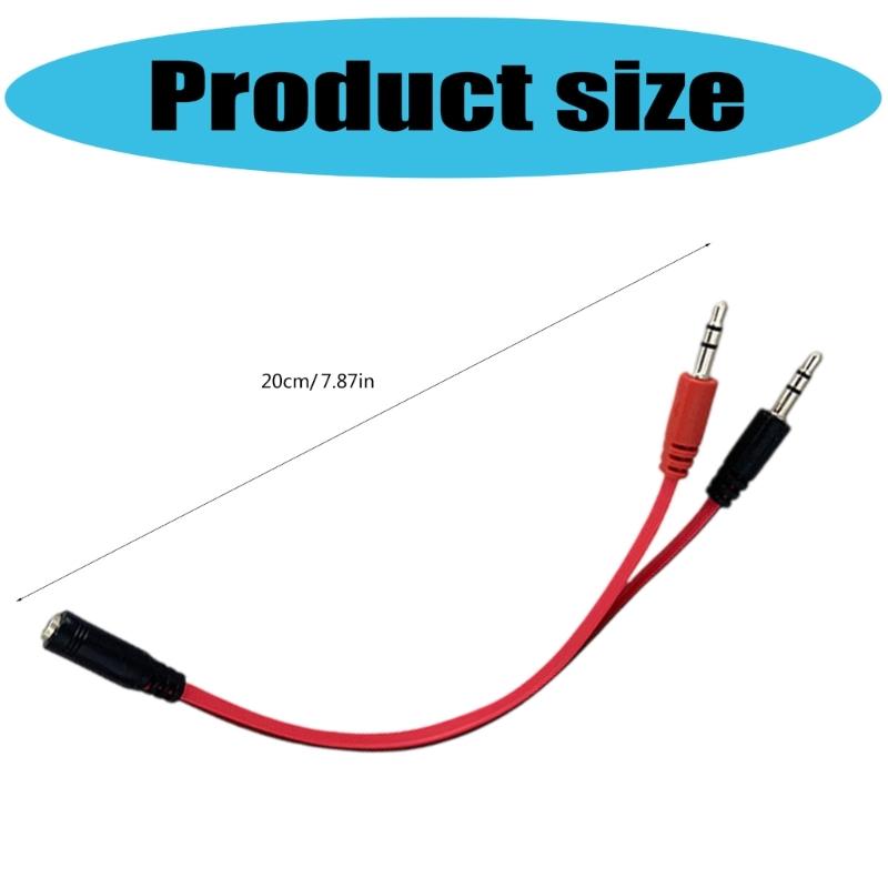3.5MM Headphone Microphone Splitter Cable 20CM Flat Design for Laptop Desktop Auditory Adapter