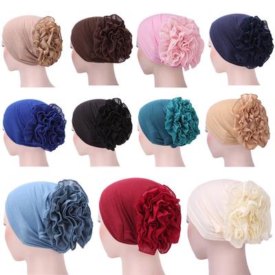 Frauen Blume Muslimischen Rüschen Chemo Hut Schal Kopf Wrap Cap