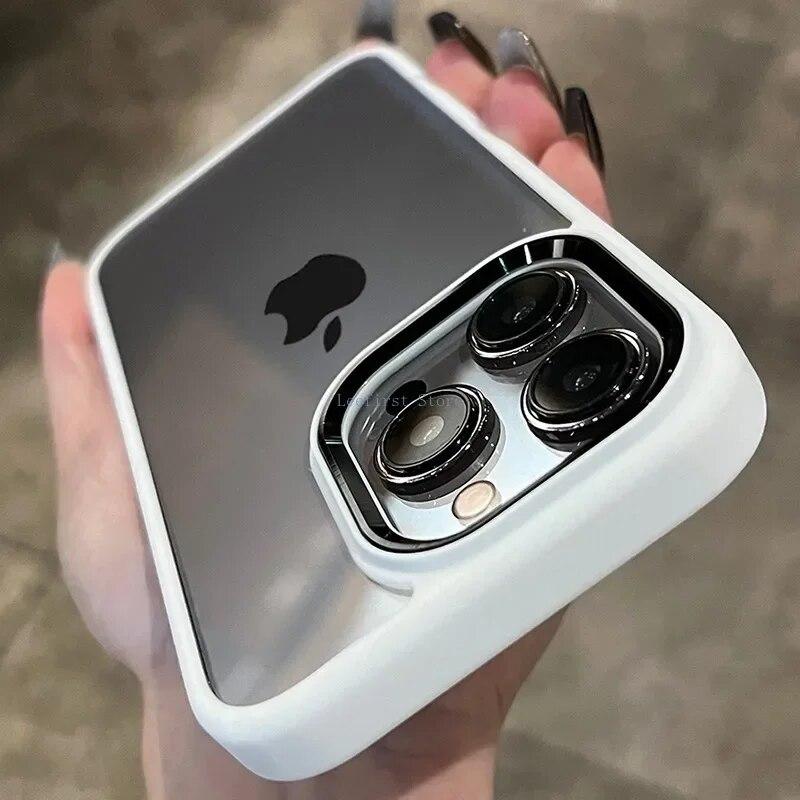 

Роскошный новый металлический защитный жесткий акриловый прозрачный чехол для камеры для IPhone 15 14 13 12 11 Pro Max XR X XS 7 8 Plus противоударный чехол For iPhone 13 ProMax