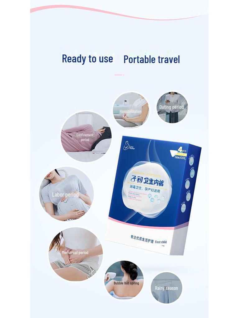 Zichu Sterile Disposable Cotton Underwear for Women and Maternity - Large Size, Ideal for Postpartum, Travel, and Confinement.