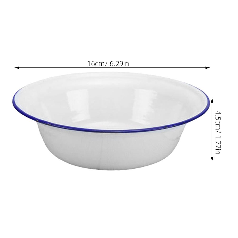 Vintage Enamel Basin Enamel Mixing Bowl for Kitchen Soup Serving Salad Food Prep Retro Dough Rice Washing Bowl