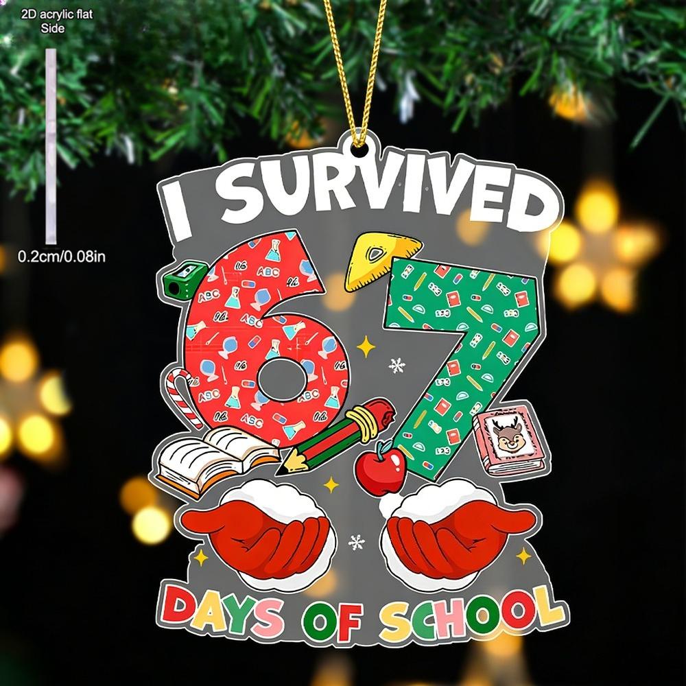 "I Survived 67 Days of School", No Electricity Needed, Back To School Theme, Hanging Style, Nurseries, Vintage Home Decor Wall for Bar Kitchen, Resta