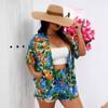 Plus Size Women Floral Printed Two Piece Shirt And Shorts Vacation Set