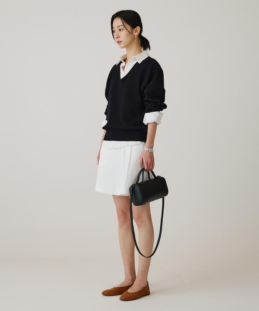 Siyajyu Sikn2181 Balloon V-Neck Loose Fit Knit_Black