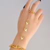 Women Silver Crystal Zircon Butterfly Hand Chain Finger Ring Bracelet Rhinestone Party Jewelry
