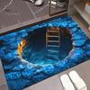 Living Room Optical Illusion Carpet Floor Mat 3D Realistic Hole Effect Door High Resolution Print Rug Interactive Pet Toy Hallway Entryway Decoration
