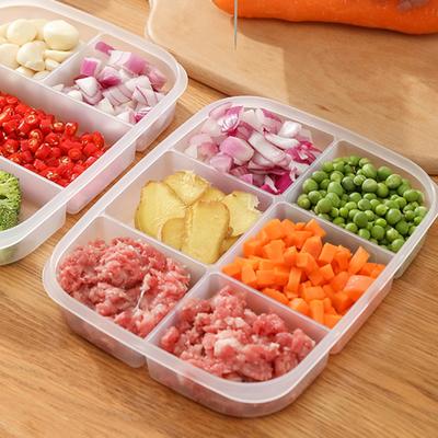Food Storage Box Large Capacity Multi-Compartments Eco-friendly Food Grade Fresh-keeping Transparent PP Material Fridge Container Divided Serving Tray