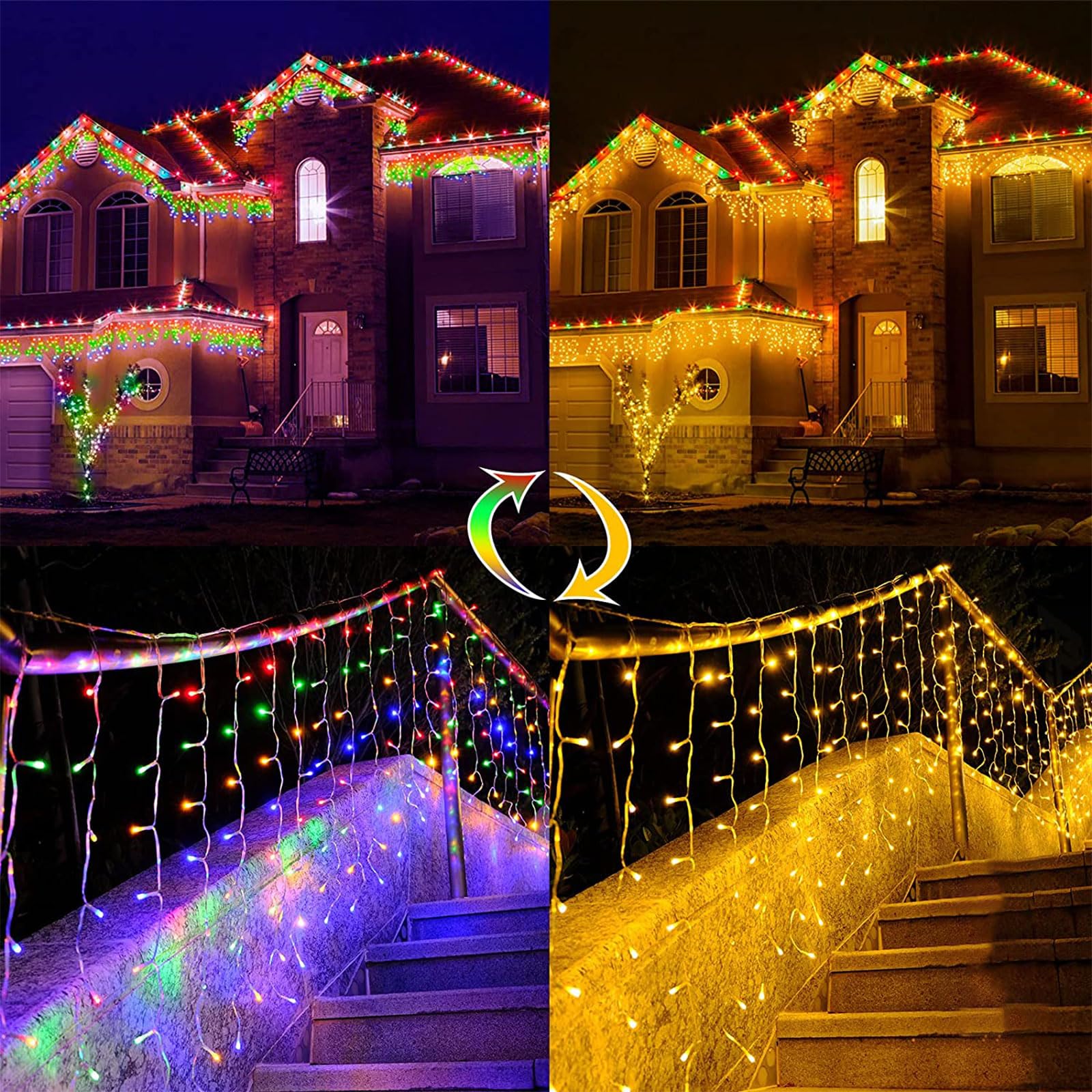 

[Two-Color Switchable, 10M, 400 LEDs] Waterproof LED String Lights, Icicle Christmas Lights [Connectable, 9 Lighting Patterns, Timer Function]