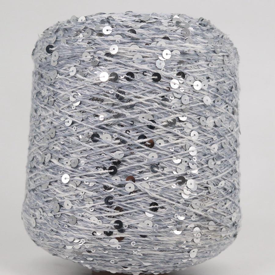 Hand-Knitted Bright Cotton Yarn with Sequins, 3MM+6MM, Combed and Fancy