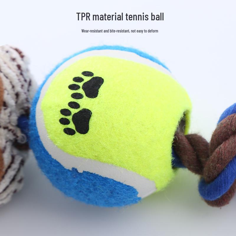 Corduroy Tennis Ball Dog Toy: Little Monkey Cow Shape with Paw Print Cotton Rope and Squeaker.