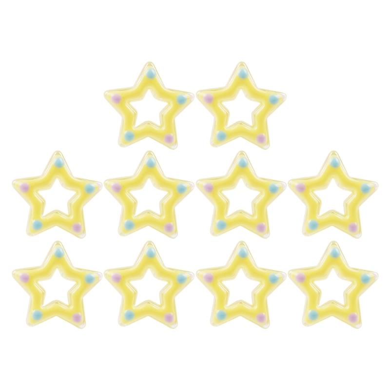 10Pcs Luminous Five-Pointed Star Friendship Necklace Making Beads Acrylic Beading Material Jewelry Accessories for Women