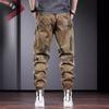 Summer French overalls men's trendy brand loose tied feet elastic pants outdoor British ruffian training tactical camouflage pants
