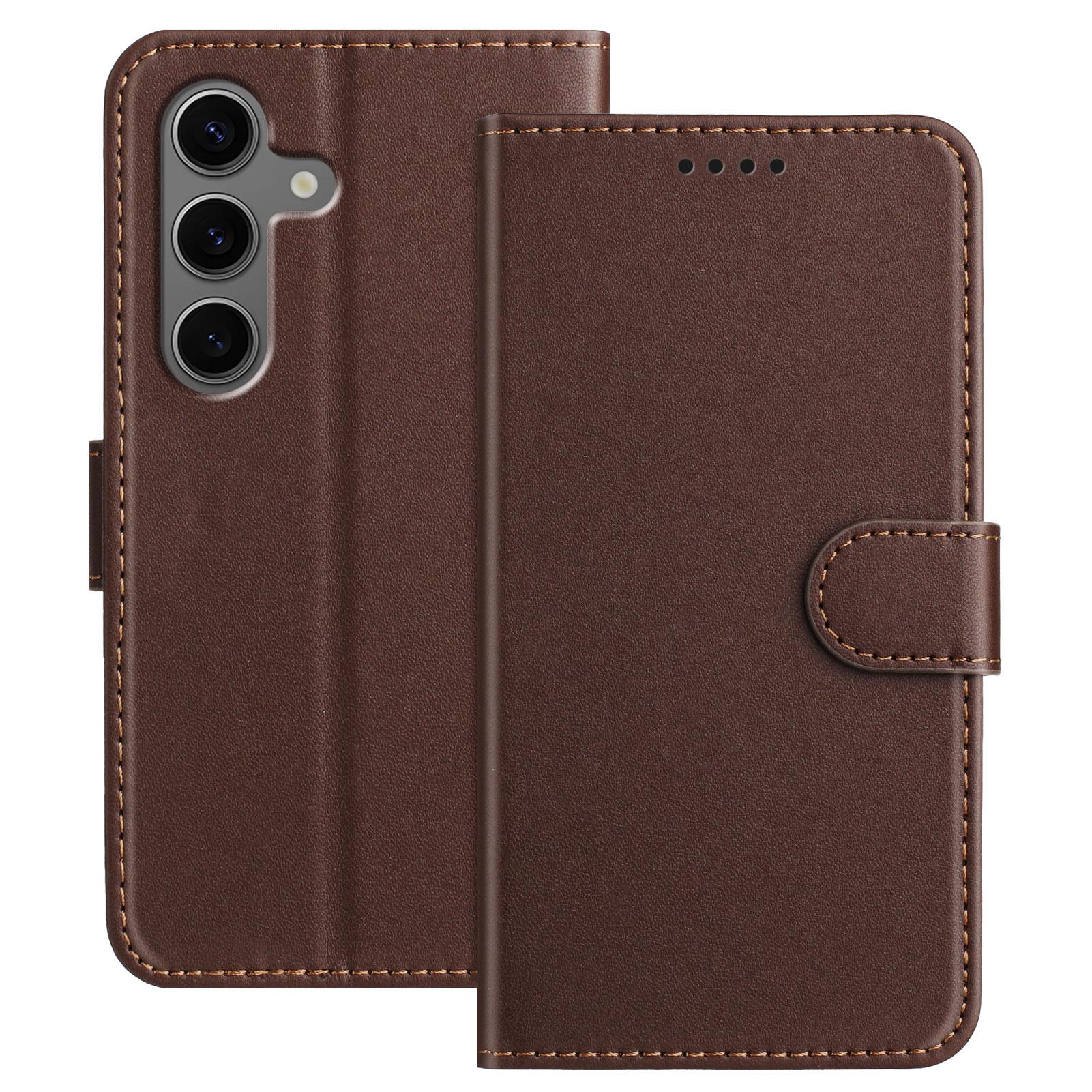 

For Samsung Galaxy S25+ Leather Case Wallet Stand Solid Color Anti Drop Phone Cover G
