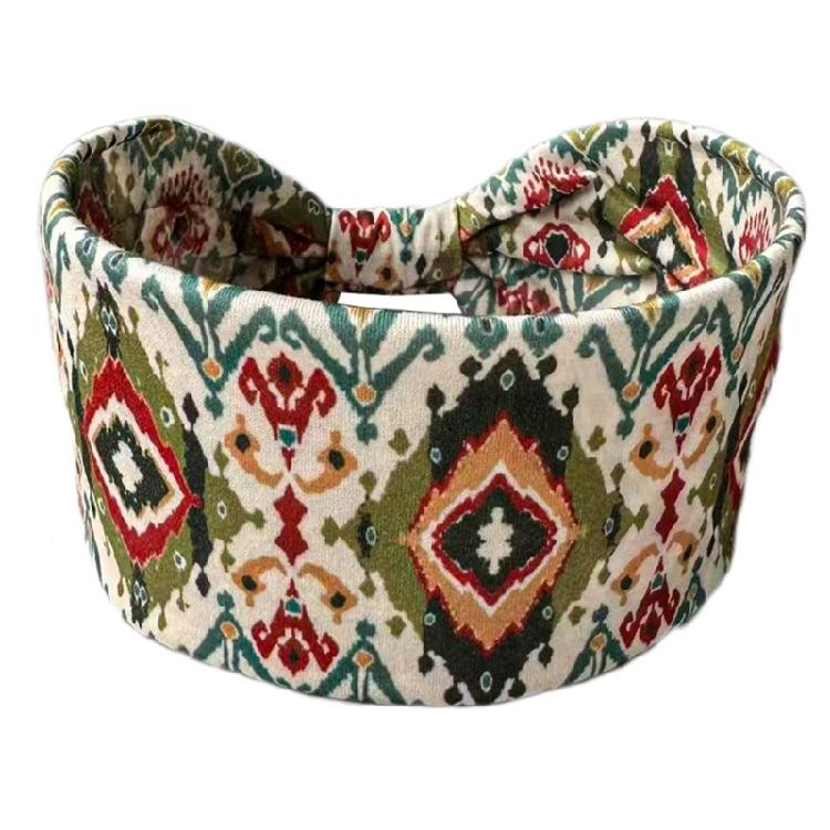 Sport Sweatband NonSlip Quick Drying Yoga HeadWrap Bohemian Print Wide Hairband For Men And Women Fitness Gym Activity